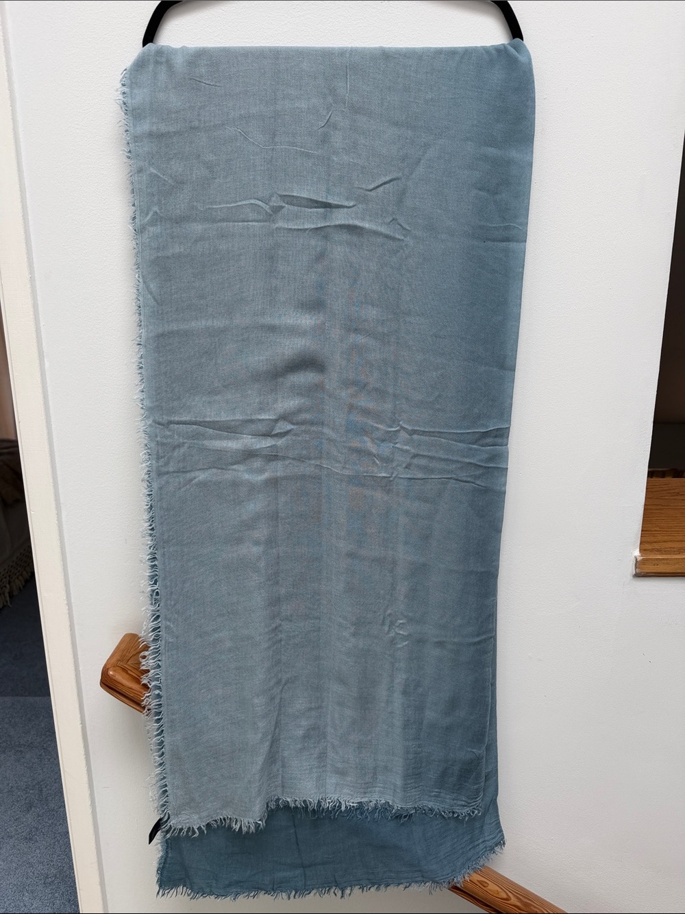 Bloomingdale's Dusty Blue Fringed Scarf